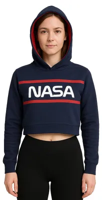 Produktbild von NASA Kapuzenpullover für Damen Hoodie Sweatshirt Pullover langärmlig Blau/Rot S