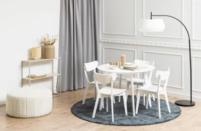 Productafbeelding van Eetkamerset Vernoza MDF Wit Ø105cm - Giga Living