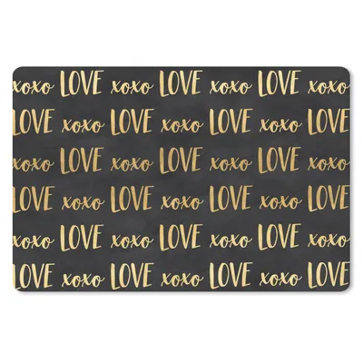 Produktbild von MuchoWow® Schreibtischunterlage Muster - Liebe - Gold - Schwarz 60x40 cm - XXL Mauspad - Großes Mauspad