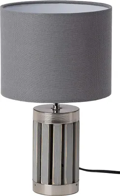 Zdjęcie produktu dla BRUBAKER Lampa stołowa lub nocna - 33 cm wysokości - Szara podstawa drewniana / metalowa