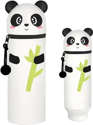 Imagen del producto de Ibenzoa® Estuche 2 en 1 para lápices con forma de panda, hecho de silicona suave: estuche para lápices y portalápices de pie, 18,5 x 6,3 cm, capacidad para hasta 15 lápices, 110 g