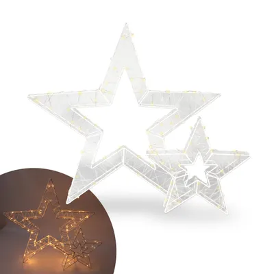 Produktbild von Batterie-Weihnachtssterne Set 60/30 LED warmweiß mit Timer-Funktion IP44