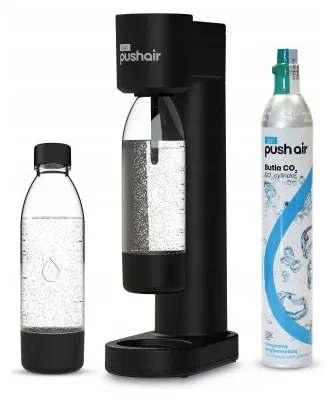 Produktbild von Dafi PushAir Wassersättiger + 1x 0,7 L Flasche + CO2 Patronenset schwarz