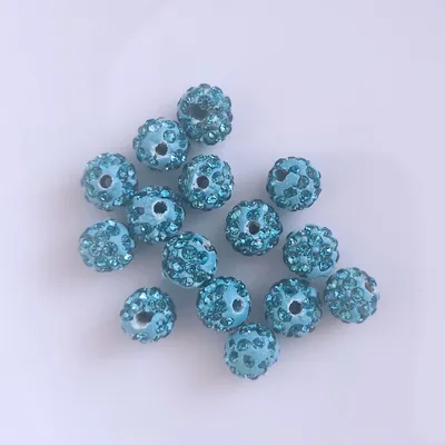 Produktbild von Shamballa Perlen, glitzer, 8 mm, 15 Stück, Türkis hell