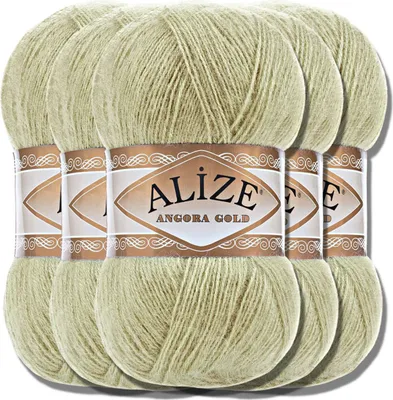 Produktbild von Alize 5x 100g Angora Gold Wolle, Uni, Häkeln, Stricken (Pastel Green |267)