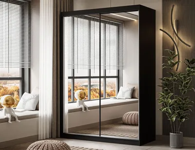 Obrázek produktu pro Posuvná skříň CAMARO III se zrcadlem 150 cm - černá