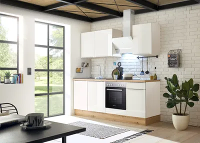 Produktbild von Küche Küchenzeile Küchenblock Marleen Premium 220 cm Weiß Artisan Eiche Respekta