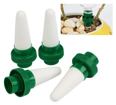 Obrázek produktu pro Keramický kapkový závlahový systém, 4dílný, kuželovitý, pro rostliny, automatický, až 3l lahev, zahrada, vnitřní