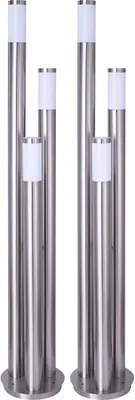 Produktbild von 2er Set Stehlampe, Edelstahl silber, 3-Säulen, H 170 cm