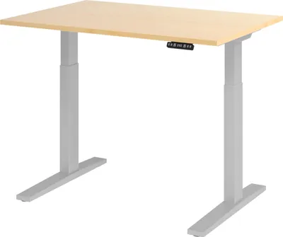 Produktbild von bümö Schreibtisch elektrisch XMKA - Nachbildung Ahorn, Gestell: Silber, Größe:  120 x 80 cm