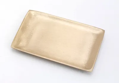 Produktbild von Kerzenteller rechteckig Messing Gold matt satiniert (Innen 10 x 7 cm) für Kerzen, Hochzeitskerzen, Taufkerzen, Anlasskerzen