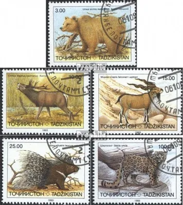 Produktbild von Briefmarken Tadschikistan 1993 Mi 22-26 (kompl.Ausg.) gestempelt Gefährdete Säugetiere
