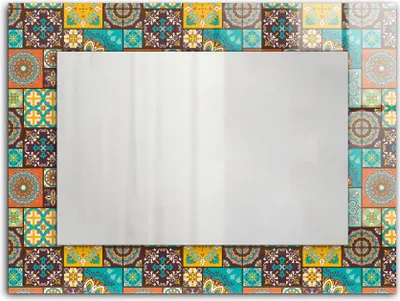 Zdjęcie produktu dla Kolorowe kafelki mozaika – Lustro Prostokątne z Printem 80x60 cm – Nowoczesne – Dekoracyjne Na Ścianę