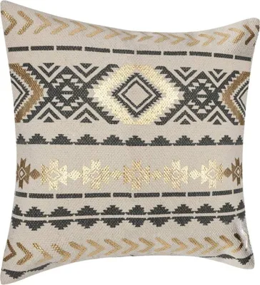 Image de Housse de Coussin Etnik gold gris