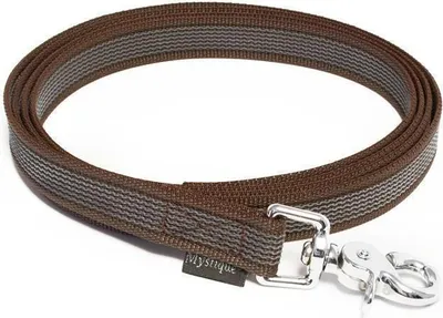 Produktbild von Mystique® Gummierte Leine 20mm ohne Handschlaufe Scherenkarabinerhaken braun 3m