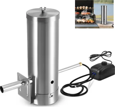Obrázek produktu pro Generátor studeného kouře pro gril – nerezová udírna – pro BBQ a udírny – k uzení masa, ryb a sýrů – pomalé studené uzení – bílá