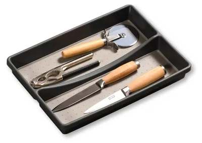 Bestekbak für Schublade, Kunststoff, 32,5x23x4,5 cm, grau