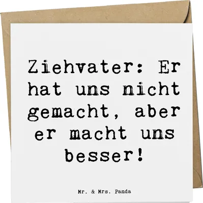 Produktbild von Mr. & Mrs. Panda Glückwunschkarte Spruch Ziehvater Liebe - Weiß - Geschenk, Familie, anlasskarte, Verwandte, Grußkarte, Erzieher, doppelkarte, Familienleben, faltkarte