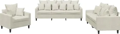 Produktbild von vidaXL 3-tlg. Sofagarnitur mit Kissen Creme Samt