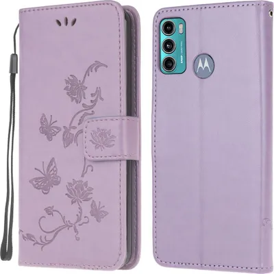 Produktbild von Motorola Moto G60 Hülle - Coverup Blumen & Schmetterlinge Klapphülle - Lila