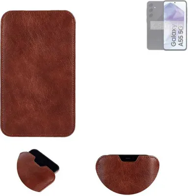 Produktbild von K-S-Trade Schutzhülle Handyhülle kompatibel mit Samsung Galaxy A55 5G Handytasche Kunstleder Sleeve in braun