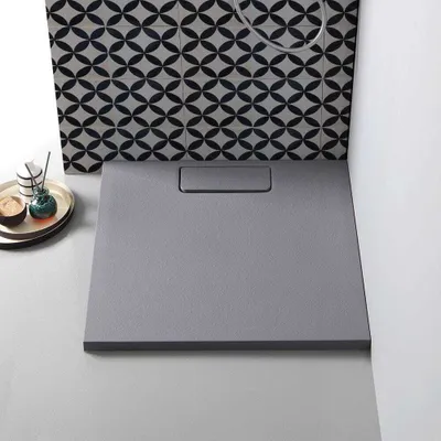 Produktbild von Flache 90x 90cm Mineralguss Duschwanne in Steinoptik | Mart
