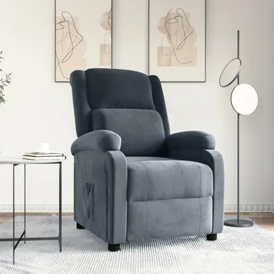 Image de The Living Store fauteuil inclinable en velours gris foncé