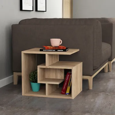 Produktbild von DECORTIE Labirent Moderner Couchtisch Eiche Mehrzweck 54 x 40 x 45 cm