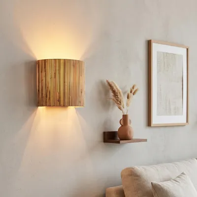 Produktbild von Arenabianca moderne Wandlampe aus Metall/Seegras in Schwarz/Natur