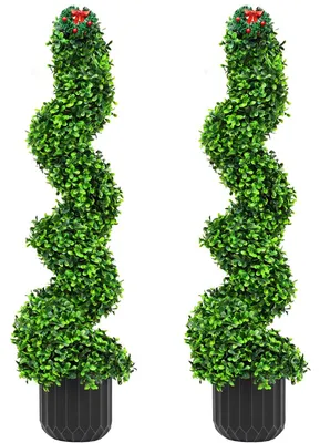 Immagine prodotto di Pianta artificiale a spirale di bosso, con vaso, adatta per interni ed esterni