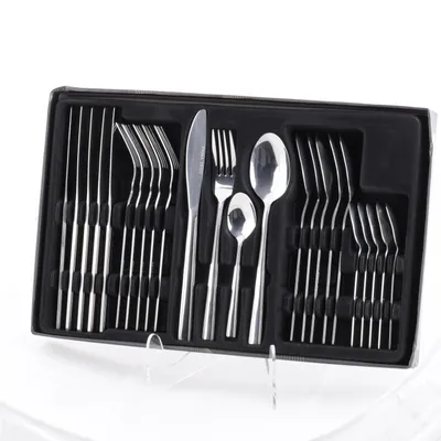 Produktbild von Besteck 24 Stück für 6 Personen, Besteckset mit Geschenkpaket, Messer / Gabel / Esslöffel / Teelöffel, Besteckset aus Edelstahl POLIERT