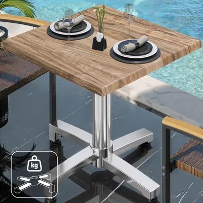 Produktbild von WBO | Bistro Außen Tisch | B:T:H 70 x 70 x 78,5 cm | Sheesham / Aluminium | Quadratisch | Zusatzgewicht | Bistro Tisch Gastro Tisch