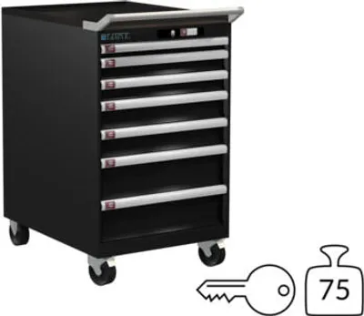 Produktbild von Lista Schubladenschrank - 14.372.060 - 990 x 564 x 725 mm (HxBxT) - 7 Schubladen - 75 kg - Key Lock - schwarz (NCS S 9000-N)