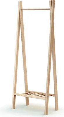 Produktbild von AT4 - HOOKI Kleiderständer Buche roh | 30 x 50 x 130 cm | Kleiderständer in idealer Höhe für Kinder | Untere Lagerplattform