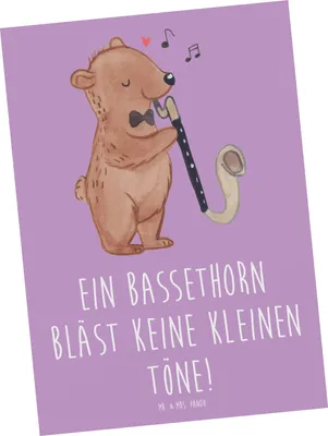 Produktbild von Mr. & Mrs. Panda Postkarte Bassethorn Klänge - Lavendeltraum - Geschenk, Kammermusik, Klarinettenfamilie, Postkarten, Lernen, Instrument, Ansichtskarten, Musiker, Musik