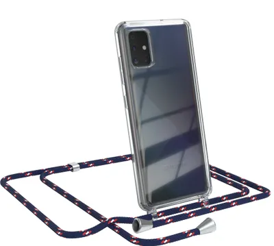 Produktbild von EAZY CASE Handykette kompatibel mit Samsung Galaxy A51, Handyhülle mit Umhängeband, Handykordel, Schutzhülle Clear, Band in Blau