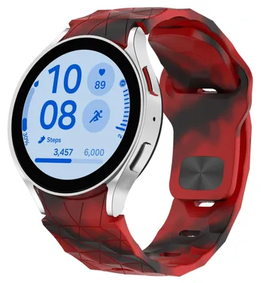 Produktbild von Für Samsung Galaxy Watch FE / 6 / 5 / 4 40mm Silikon Fußball Design Ersatz Arm Band Rot / Schwarz