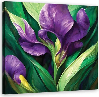 Produktbild von Leinwandbild Schwertlilien Blumen Natur 60x60 Feeby Violett bild für die wand bereit zum aufhängen