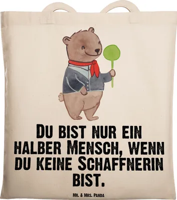 Produktbild von Mr. & Mrs. Panda Jutebeutel Schaffnerin Herz - Transparent - Geschenk, Tote Bag, Tasche, dokumententasche, Einkaufstasche, Beutel, Schultasche