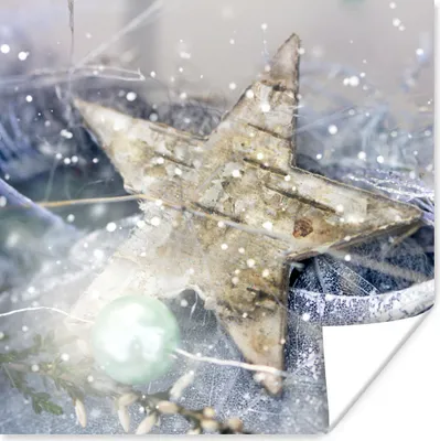 Produktbild von MuchoWow® Poster Ein Weihnachtsstern mit schwarzem Eis 50x50 cm - Wohnzimmerdekoration