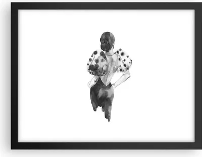 Produktbild von Gerahmtes Poster - Schwarzer Rahmen - Frau Aquarell Schwarz - 40x30 cm - Wand Bild - Wanddeko - Wandbilder - Kunstposter - Wandposter - Bilderrahmen - Bilder - Kunstdruck - P2BAA40x30-4805