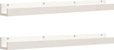 Obrázok produktu pre vidaXL Nástenné police 2 ks. Biele 110x12x9 cm Masívne borovicové drevo