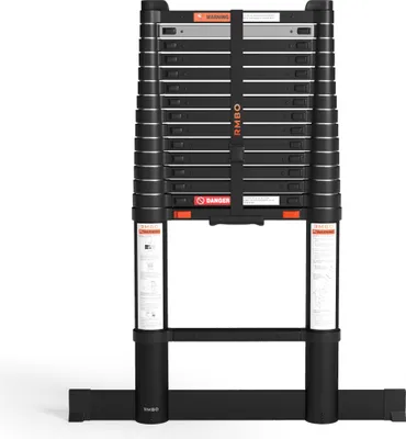 Produktbild von RMBO Teleskopleiter 4,7 m lang, Soft-Closing, Max. Belastung 150 kg, EN 131.6, Anlegeleiter, Klappbare Leiter