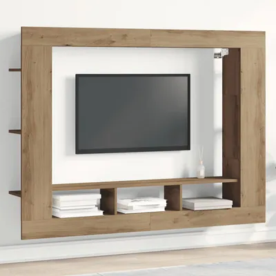 Obrázek produktu pro Dřevěný televizní stojan - Mediální komoda - Robustní masivní dřevo - 152 x 22 x 113 cm