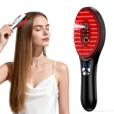 Produktbild von Haarbürste, 6-in-1 Kopfhautmassagegerät mit Haarwuchsöl-Applikator – Nano-Nebel-Funktion und elektrische Vibrationsbürste, Wiederaufladbar