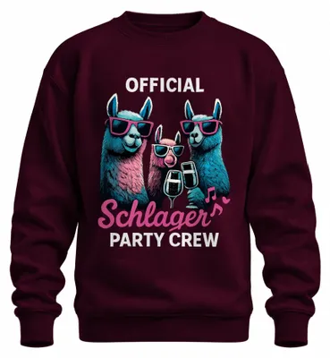 Produktbild von Schlager Party Crew Offiziell Alpaka Lama Prosecco Musik Sweatshirt Pullover, Burgundy, L