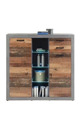 Produktbild von Indiana Highboard Kommode inkl. LED-Beleuchtung Betonoxid / Old Wood