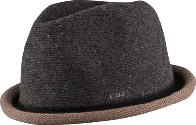Produktbild von Chillouts leichter Stoff Pork Pie  Boston Hat in Strick-Optik, grau, Gr. S