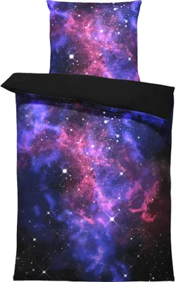 Produktbild von Weltall Bettwäsche 135x200 cm Weltraum Galaxy Sterne Universum Microfaser