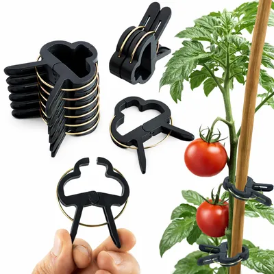 Produktbild von ECENCE 60x Pflanzenclips Pflanzenklammern für Tomaten, groß Reben, Rosen, Rankhilfe für Kletterp